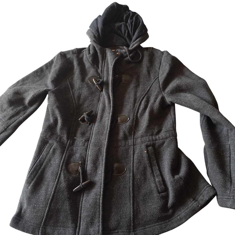 Seventy Two Kids Hooded Toggle Coat Charcoal Gray Fleece Jacket Size L SG7126
